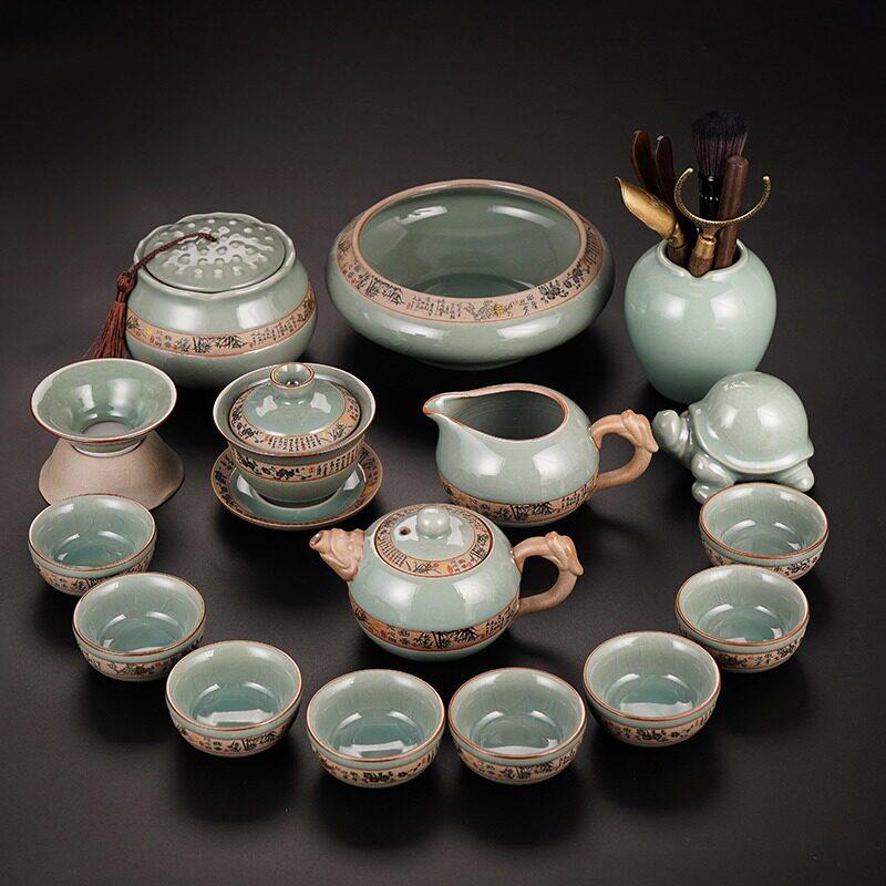 高档哥窑茶具套组冰裂陶瓷家用办公会客功夫茶壶盖碗泡茶器送礼盒