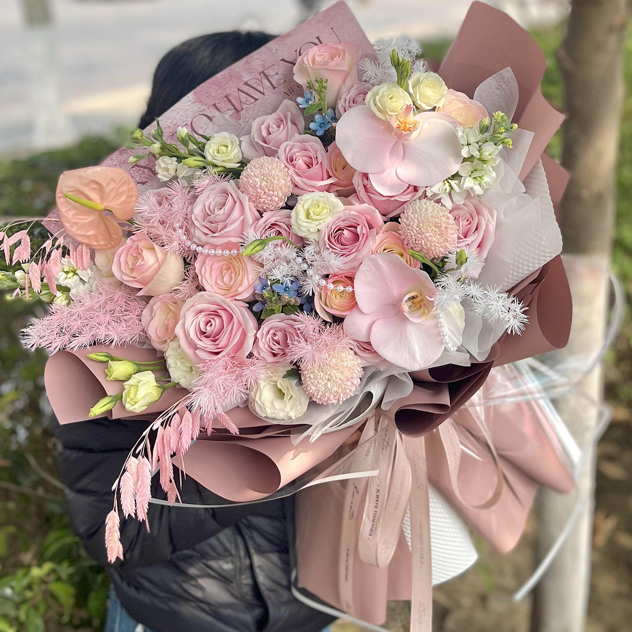 西安鲜花店同城速递玫瑰百合向日葵花束送女友闺蜜妈妈生日表白