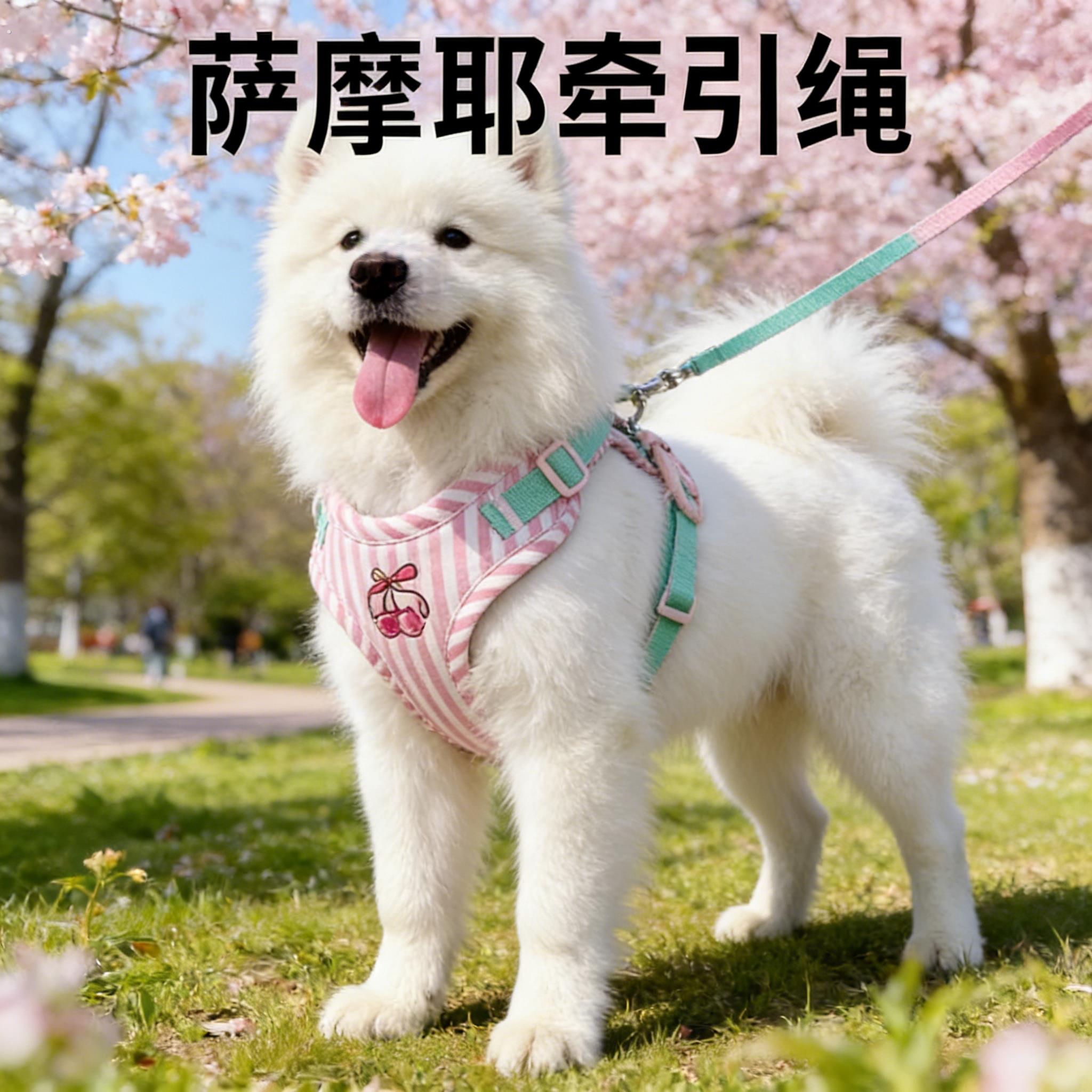 萨摩耶专用牵引绳中大型犬幼犬抱婴袋式胸背外出耐咬可伸缩宠物用