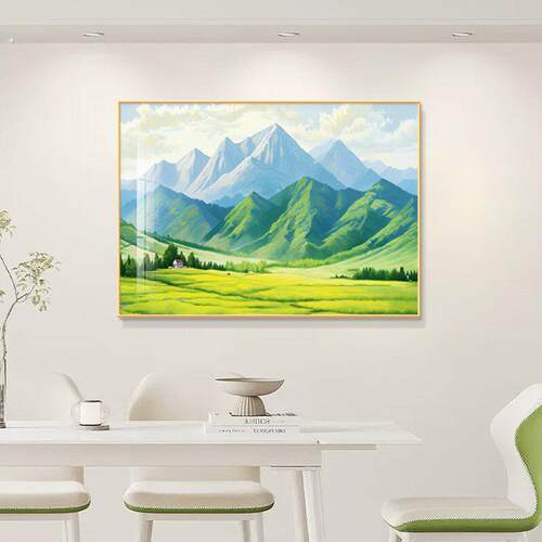 青山图餐厅装饰画酒店卧室饭厅背景墙挂画背有靠山高级感风景壁画