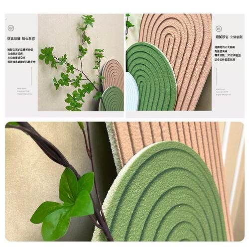 现代简约餐厅装饰画创意小清新绿植挂画立体砂岩画客厅高级感壁画