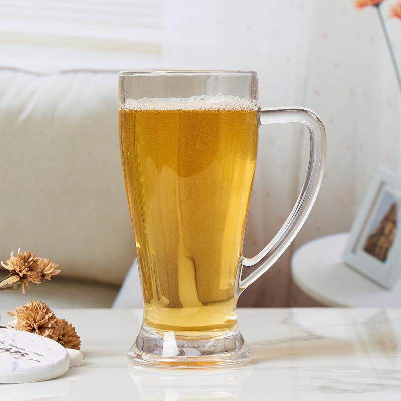 大号加厚带把扎啤杯玻璃创意啤酒杯大酒杯耐热果汁杯牛奶杯子