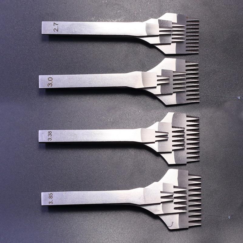 DIY皮革手工手缝穿线打孔工具白钢法斩斜平斩欧斩菱斩3件套套装冲