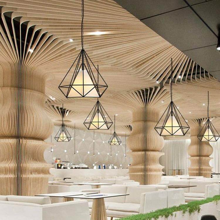 北欧现代简约餐厅吊灯创意三头店铺商用灯具艺术钻石铁艺吧台灯饰