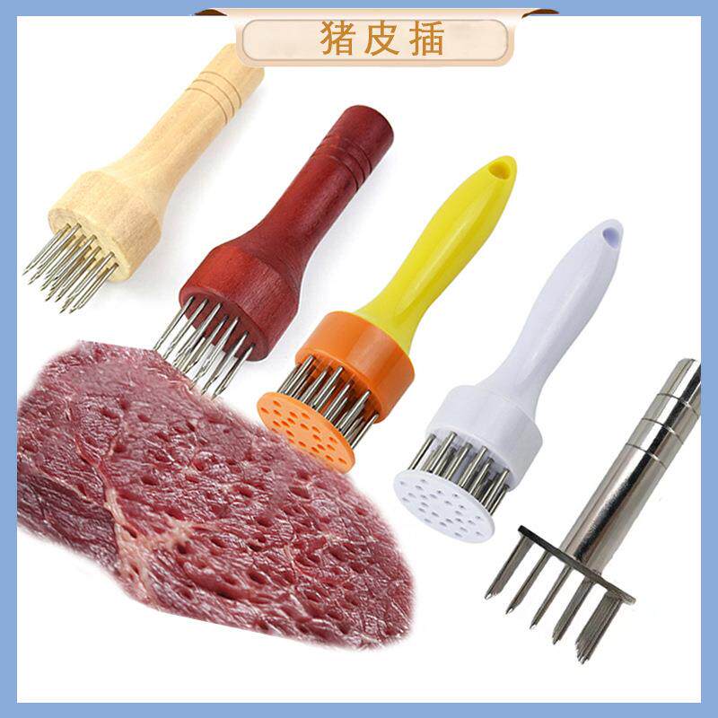 厨房松肉针嫩肉针猪皮叉钢钉木柄牛排敲肉锤猪肉皮插猪皮插17针