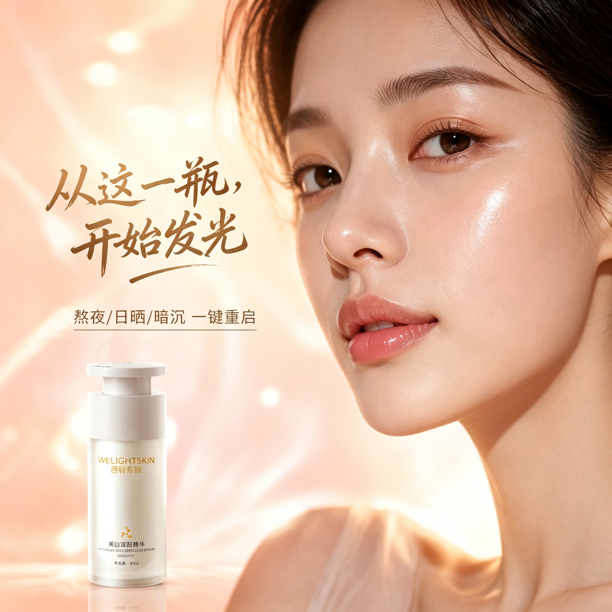 西轻乐肤美白精华霜淡斑改善暗沉去黄祛晒斑肌肤提亮送女朋友礼物