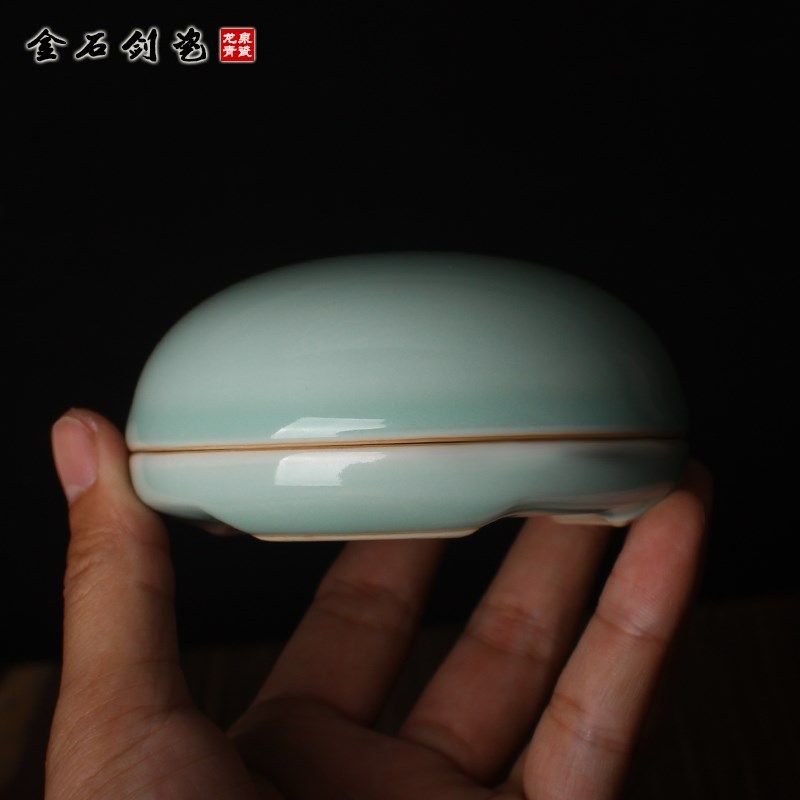 陶瓷高盖三足印泥盒篆刻朱砂贡砂红色印章盒书画书法冰裂高顶瓷缸,文具电教/文化用品/商务用品,文房四宝,淘宝优惠券,粉丝福利购,淘宝优惠卷