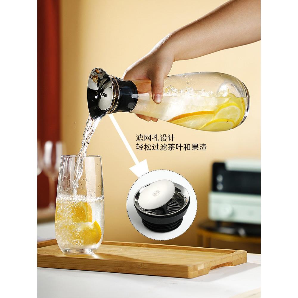 玻璃冷水壶家用冷水壶夏季耐热温水大容量泡茶壶自动盖冰水杯
