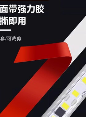 220vled自粘灯带防水家用客厅吊顶线形灯槽超亮cob户外软灯条高压