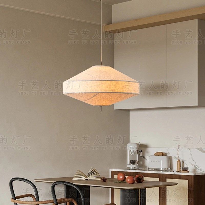 日式侘寂风餐厅吊灯法式创意客厅卧室中古餐饮民宿饭店吧台布艺灯,家装灯饰光源,餐厅吊灯,淘宝优惠券,粉丝福利购,淘宝优惠卷