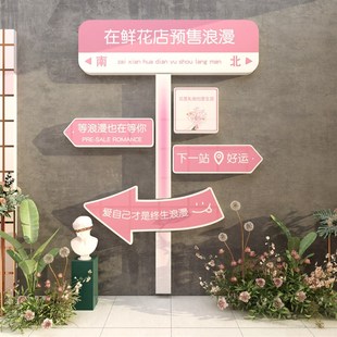 网红拍照区鲜花店装饰布置打卡奶茶咖啡店墙面壁厅馆背景摆件贴纸