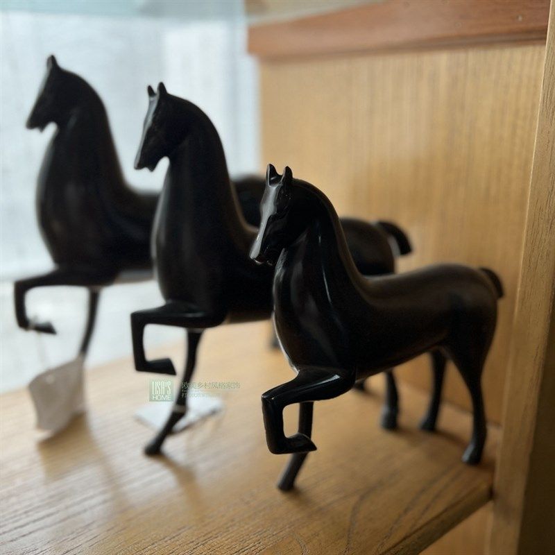 新中式博古架黄铜骏马摆件马到成功客厅玄关家居软装饰品乔迁礼品,家居饰品,桌面摆件,淘宝优惠券,粉丝福利购,淘宝优惠卷