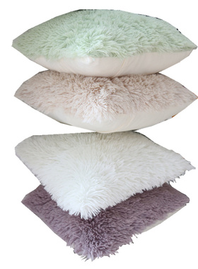 出口纯白色长毛毛PV绒沙发抱枕套飘窗办公室椅子靠垫靠枕垫子含芯