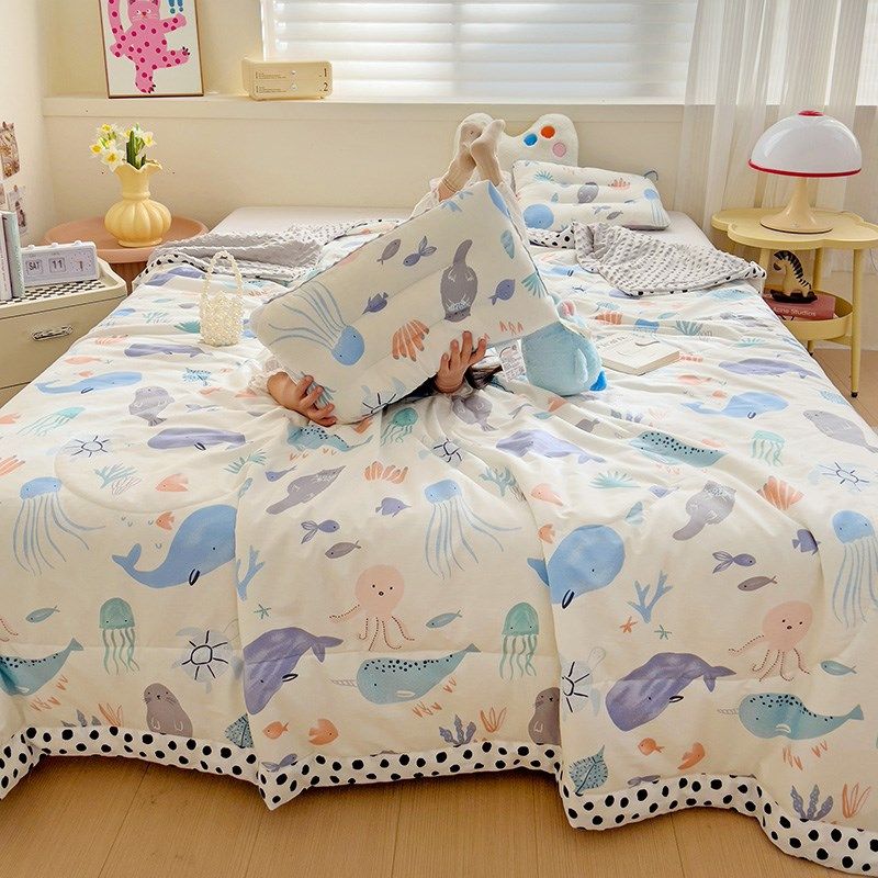 海底世界夏被儿童男孩男童小鱼鲸鱼夏凉被纯棉全棉可机洗空调被子,床上用品,化纤被,淘宝优惠券,粉丝福利购,淘宝优惠卷