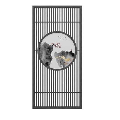 包安装中式屏风隔断墙客厅玄关门厅家用入户原木禅意圆形栅格座屏