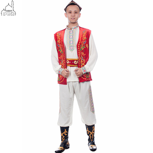 新疆舞蹈演出服装男装维族舞麦西莱甫民族特色衬衫长袖衬衣裤子