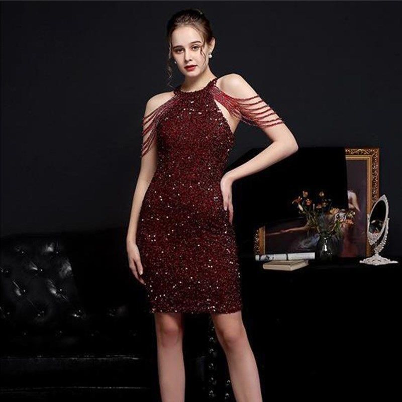 小个子香槟色晚礼服女2024新款高级感轻奢小众高端宴会气质连衣裙