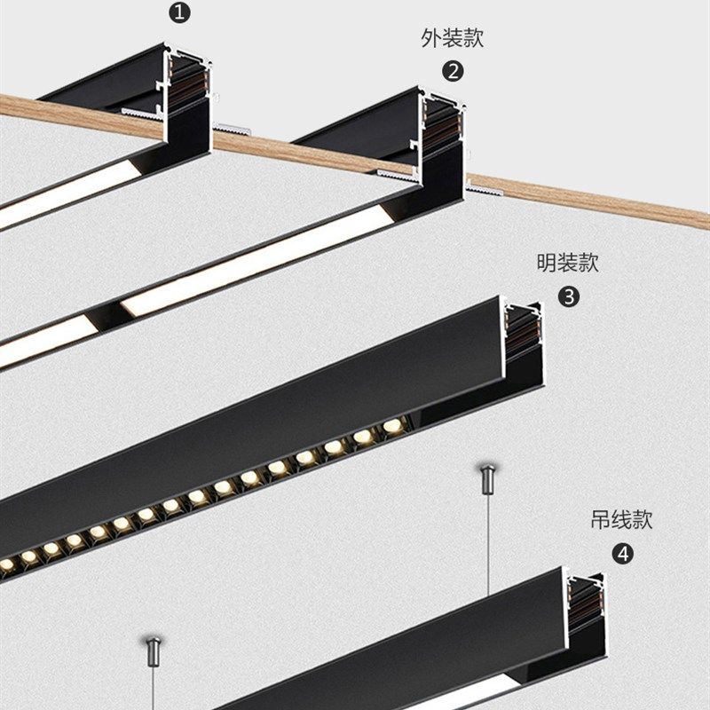 磁吸轨道灯led线条灯嵌入式无主灯客厅照明暗装无边框家用线条灯,家装灯饰光源,轨道磁吸灯,淘宝优惠券,粉丝福利购,淘宝优惠卷