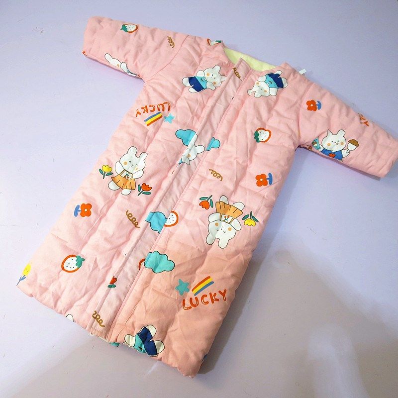 儿童睡袋防踢被纯棉花中大童长款拉链睡袍秋冬手工宝宝春秋家居服