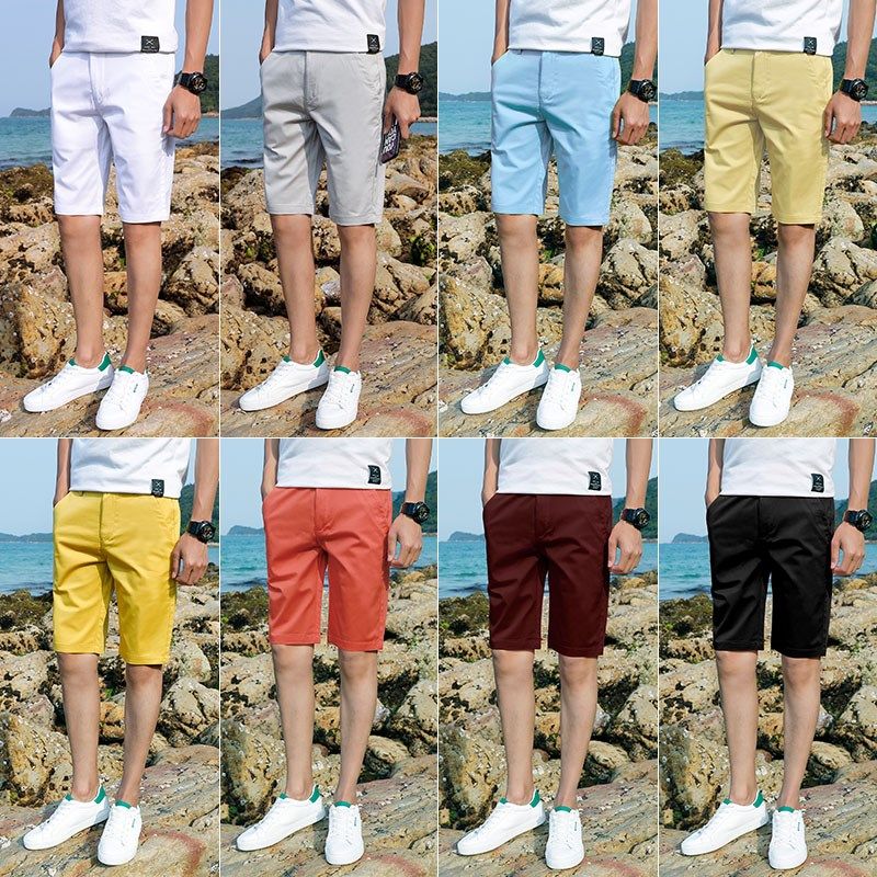 纯白色短裤男上班休闲裤子五分西装裤短西裤男白色5分裤商务潮男