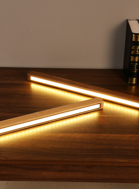 极简实木壁灯免布线免安装充电式LED露营灯卧室床头背景墙长条灯