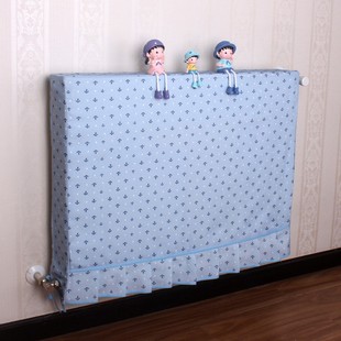 暖气片罩老式全包蓝色船锚暖气罩子布艺防尘罩地中海装饰定制定做