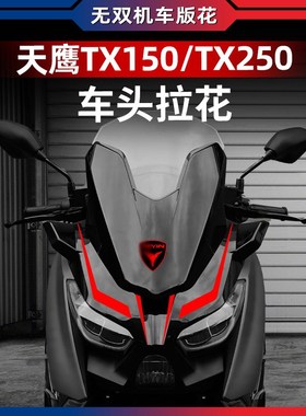 适用23-24款天鹰TX150 TX250改装车头拉花贴花防水贴纸风挡贴膜