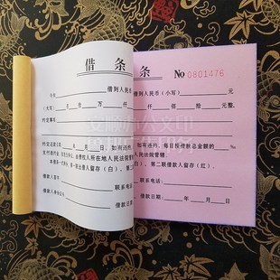 欠款条欠条账单记账本收款凭证票借条借款单借支收据借据二联单据