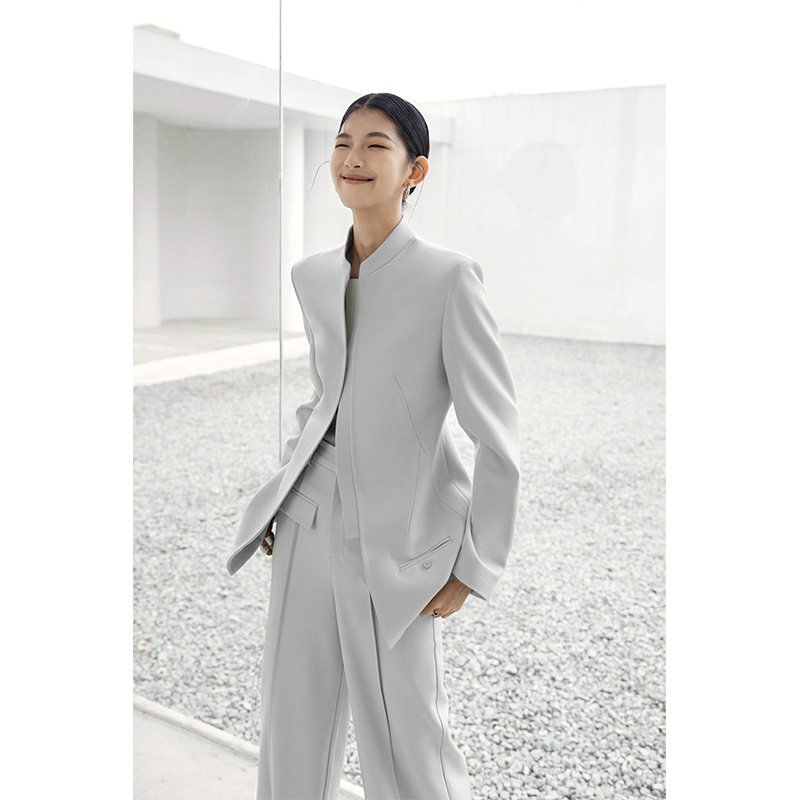 因由 立领西装外套新中式一粒扣设计高腰显瘦垂感阔腿长裤两件套,女装/女士精品,时尚套装,淘宝优惠券,粉丝福利购,淘宝优惠卷