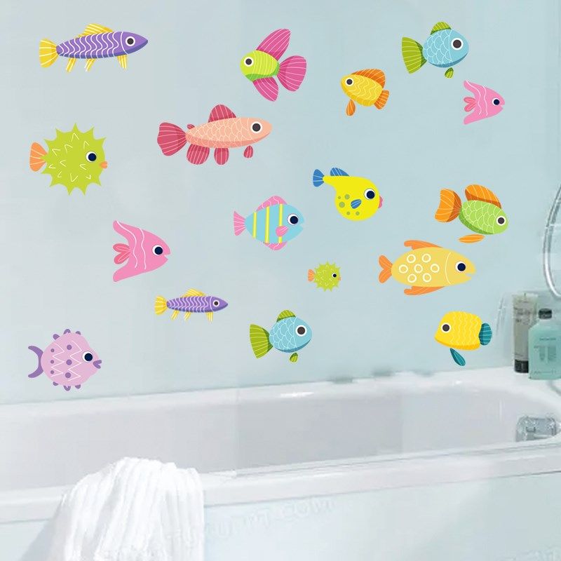 卫生间浴室瓷砖遮丑补洞防水墙贴小鱼墙面装饰贴纸自粘防水墙贴画,家居饰品,软装墙贴,淘宝优惠券,粉丝福利购,淘宝优惠卷
