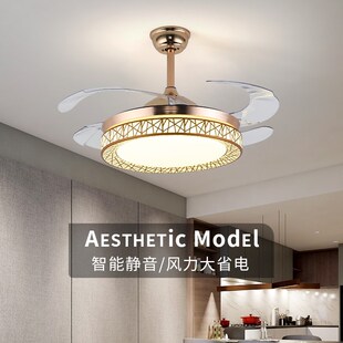 风扇灯隐形吊扇灯大风力家用客厅餐厅卧室吸顶带电风扇吊灯具新款