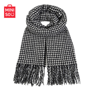 MINISO名创优品围巾秋冬季千鸟格披肩流苏围脖时尚百搭保暖男女款