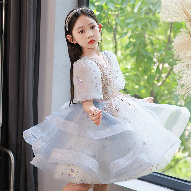 女童公主裙花童婚礼小女孩礼服儿童主持人钢琴演奏演出服生日夏季