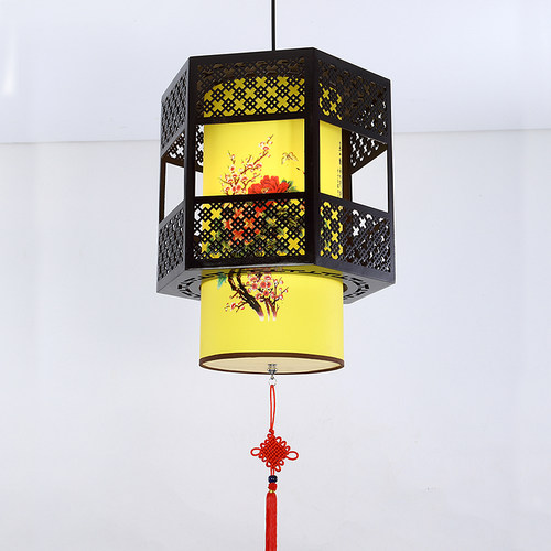 中式古典木艺宫灯仿古茶楼会所灯笼灯饰现代酒店餐厅复古鸟笼吊灯