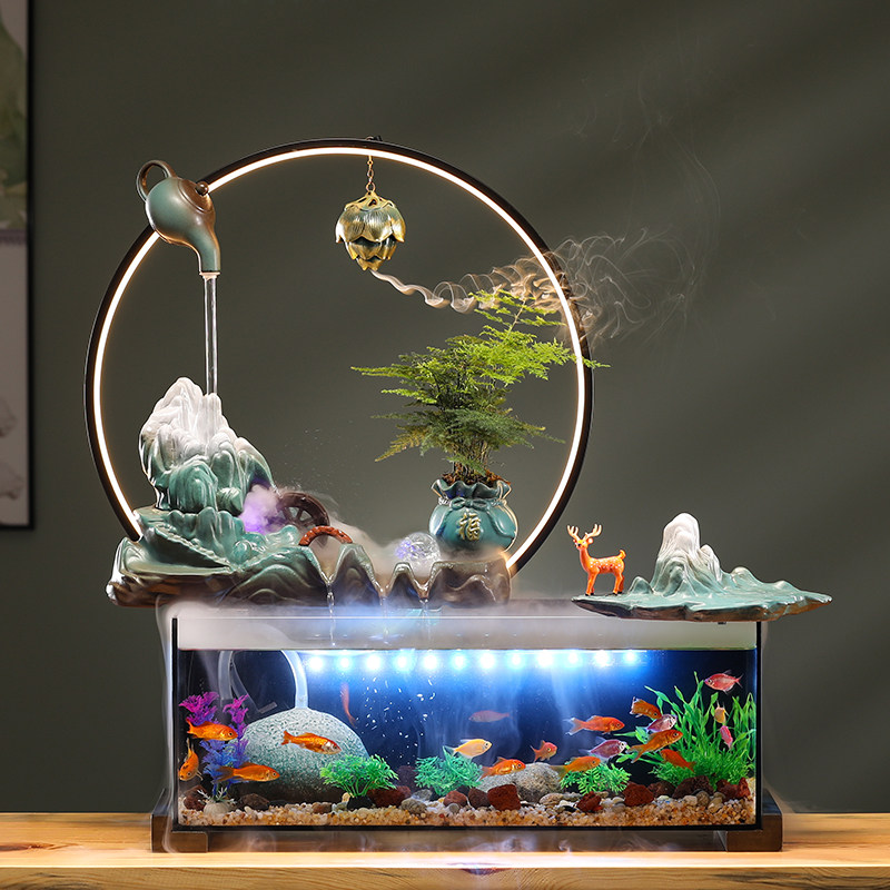 流水摆件循环水器生财家居客厅办公室桌面小鱼缸创意陶瓷自带过滤,家居饰品,装饰摆件,淘宝优惠券,粉丝福利购,淘宝优惠卷