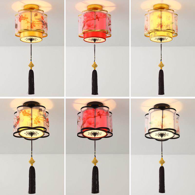 新中式走道灯走廊灯入户门灯玄关灯阳台灯红色灯笼吸顶灯网红家用