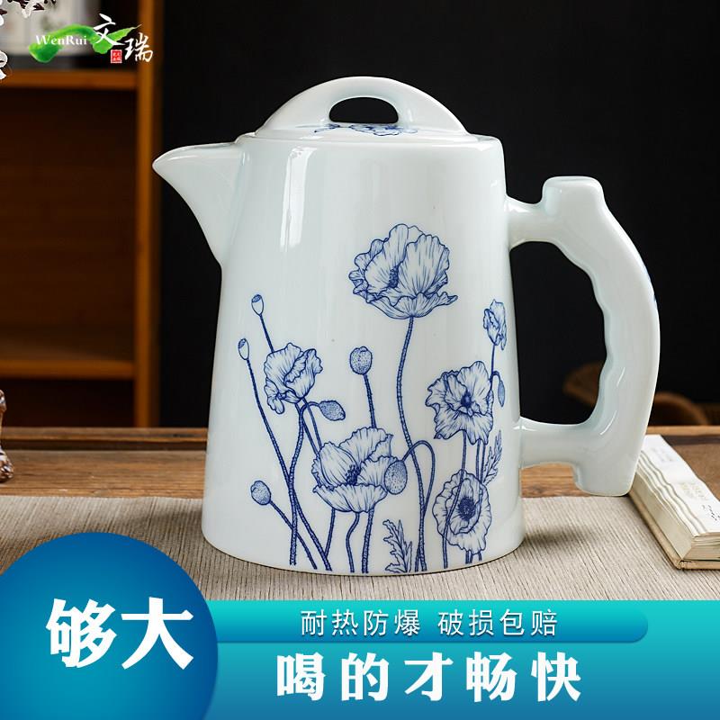 陶瓷冷水壶大号大容量景德镇茶壶耐高温耐热冷水壶家用青花瓷单壶