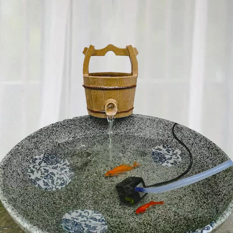 创意假山石槽鱼缸循环鱼池造景配件水桶过滤流水器装饰摆件