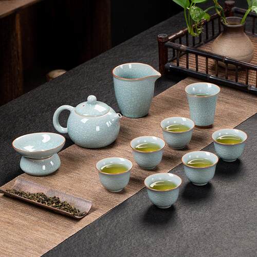 汝窑茶具套装家用高档办公室轻奢中式功夫茶具茶壶茶杯泡茶套组装