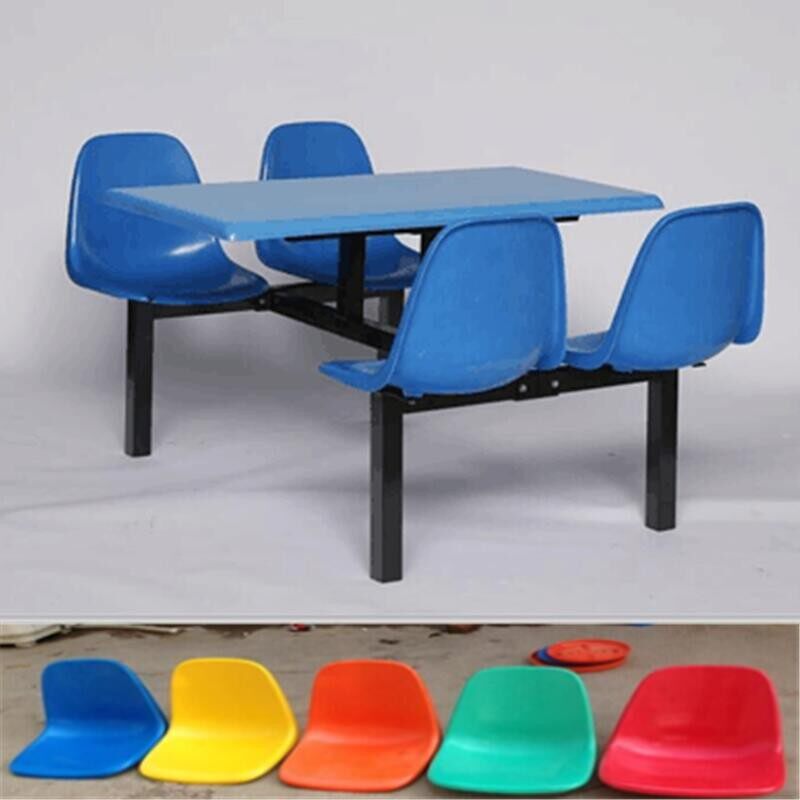 学校员工食堂餐桌椅不锈钢玻璃钢4人6人8人连体快餐桌椅组合