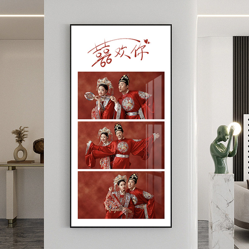 定制多宫格婚纱照相片打印加相框洗照片做成写真放大挂墙玄关挂画