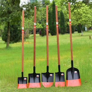 农用锰钢大号特大铁锹方头钢锹全钢尖头加厚铁铲平口挖树铲子木柄