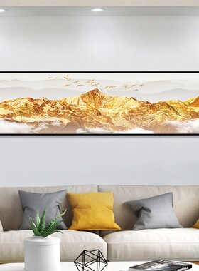 背靠金山装饰画山水画靠山图客厅沙发背景墙挂画卧室床头墙面壁画