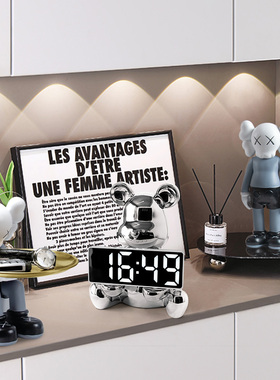 时钟表摆台式暴力熊公仔摆件挂钟入户玄关客厅电视柜酒柜子装饰品