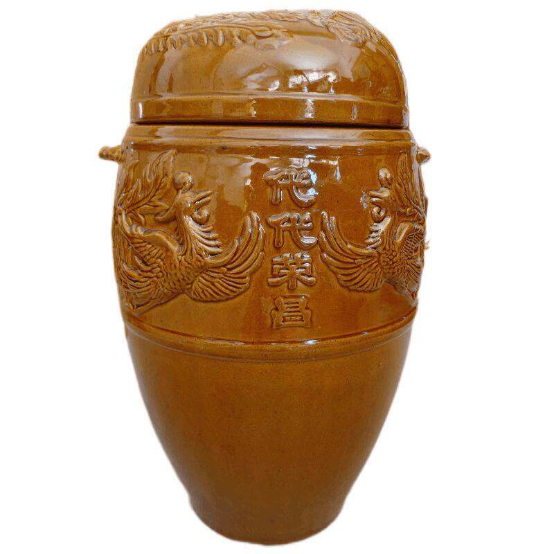 棕色金斗骨灰坛骨骨灰盒男女殡葬全套龙凤整套骨灰罐捡骨坛子