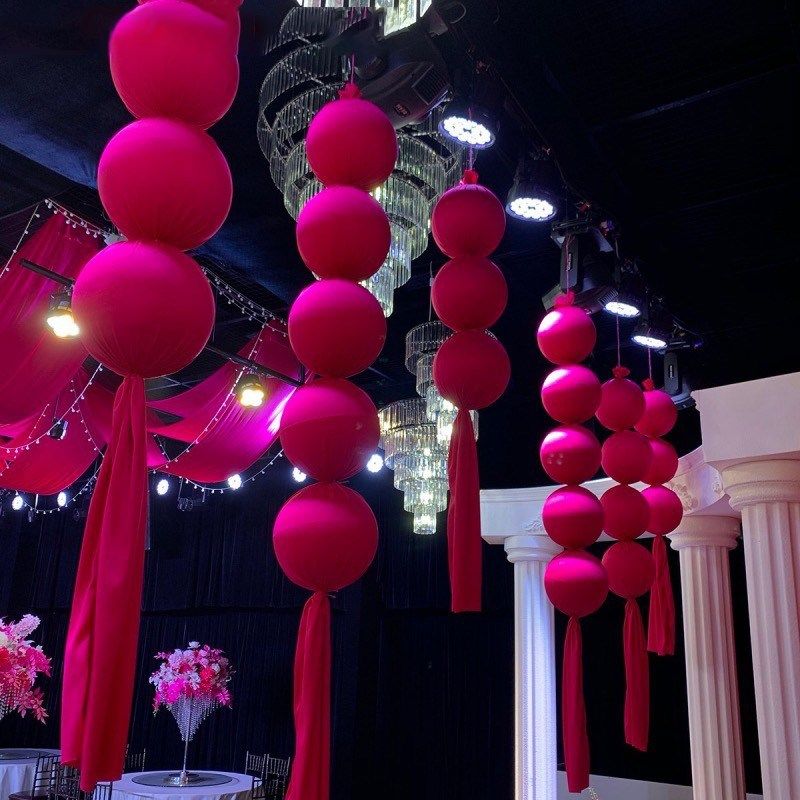 婚庆布艺用品玫红弹力布牛奶丝大球串婚礼背景墙吊饰泡沫圆球装饰,节庆用品/礼品,吊顶纱幔,淘宝优惠券,粉丝福利购,淘宝优惠卷