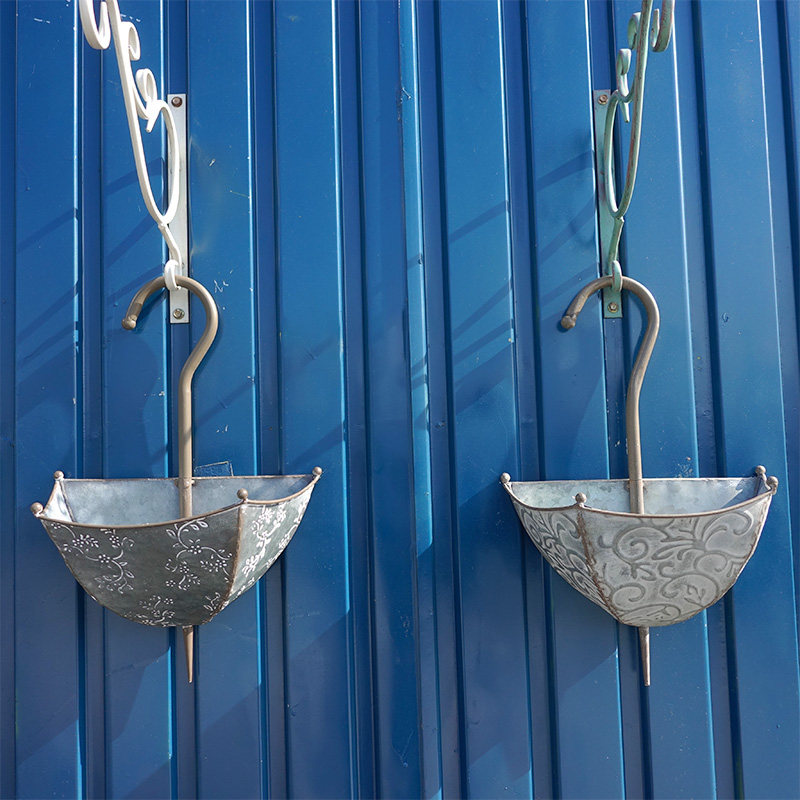 铁艺复古做旧雨伞壁挂浮雕花盆墙壁壁挂装饰品挂件绿萝创意盆器