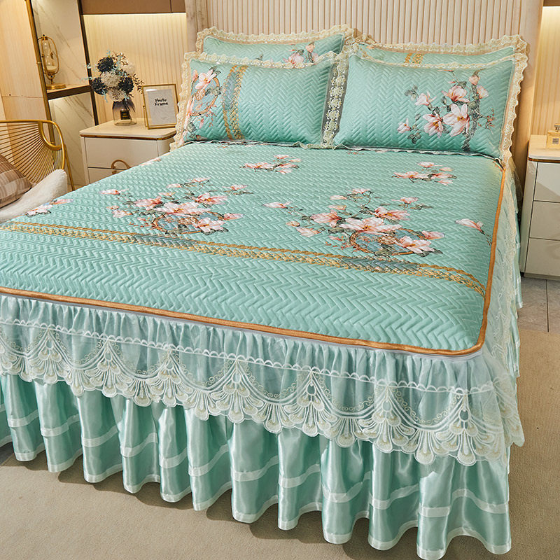 欧式可拆卸冰丝凉席床裙三件套夏季防滑床罩软席机洗水洗空调席子,床上用品,冰丝席,淘宝优惠券,粉丝福利购,淘宝优惠卷