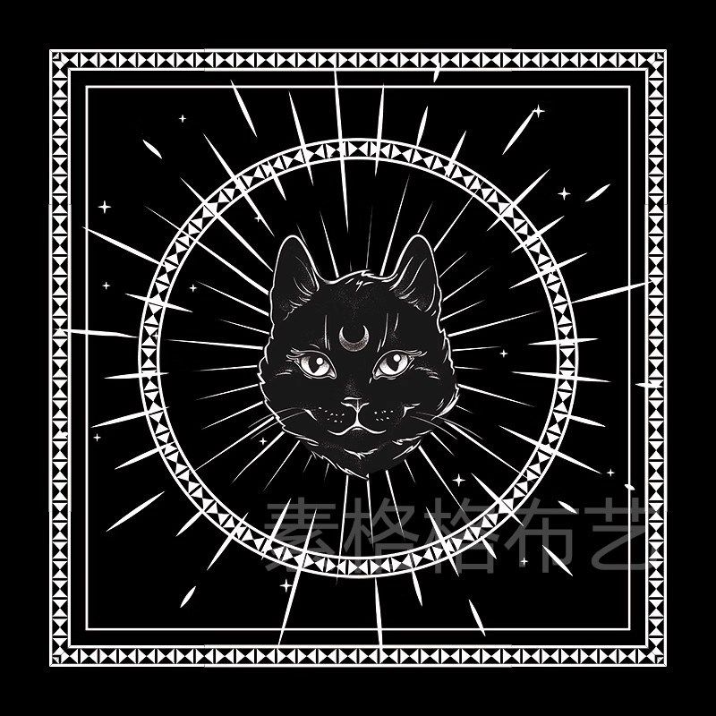 黑猫塔牌罗桌布 祭坛布 仪式布 推牌布 拍照背景布韦特taro罗牌布 - 实物图