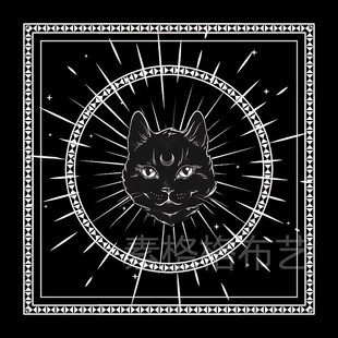黑猫塔牌罗桌布 祭坛布 仪式布 推牌布 拍照背景布韦特taro罗牌布